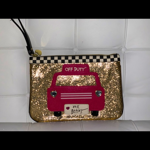 Betsey Johnson, Vintage “Off Duty,” Taxi Cab Cutch, lBlack/White/Pink/Gold, EUC - Picture 1 of 9